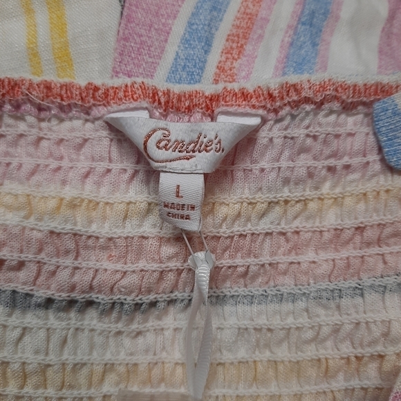 NWT Junior's Candie's (Large) Knot Front Printed Linen Jumpsuit - Picture 4 of 9